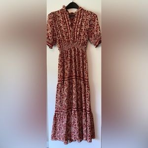 Max Studio Smocked Floral Print Maxi Dress